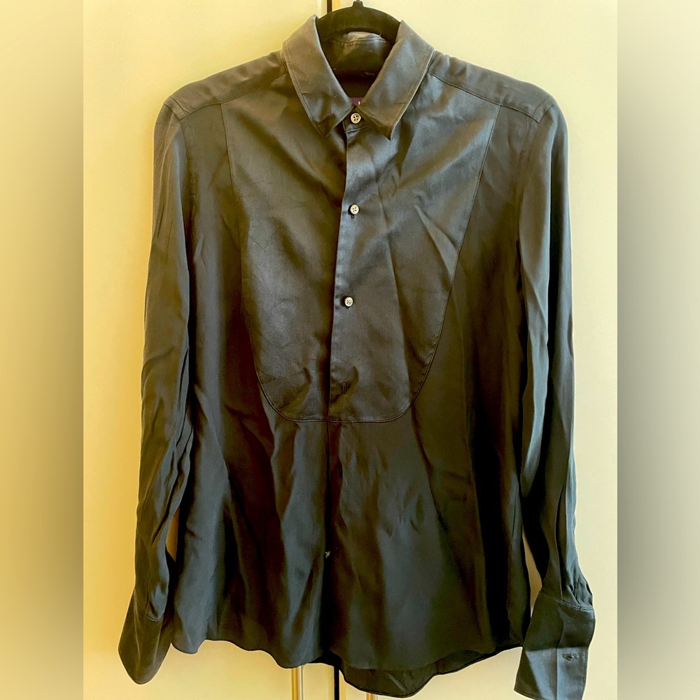 Purple Label blue silk dress shirt